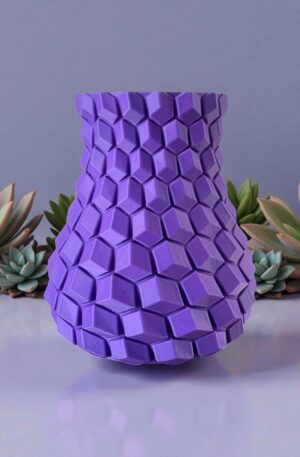Vase géométrique 3D violet : Modernité et couleurs pour illuminer votre intérieur