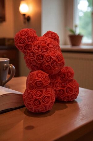 Ours spirale 3D rouge : La figurine déco originale pour une touche artistique et moderne