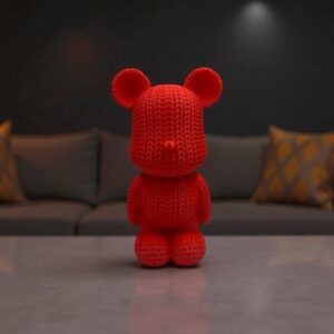 -50% Ours tricot 3D rouge : La figurine déco chaleureuse qui allie douceur et originalité