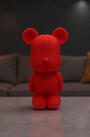 -50% Ours tricot 3D rouge : La figurine déco chaleureuse qui allie douceur et originalité