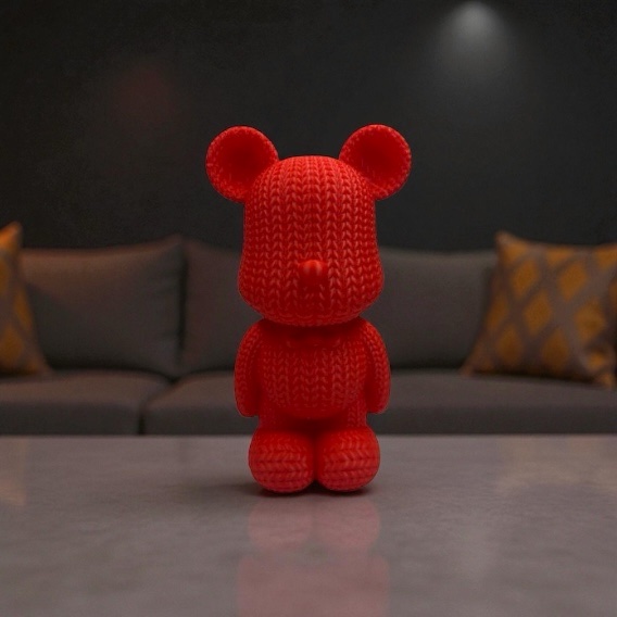 -50% Ours tricot 3D rouge : La figurine déco chaleureuse qui allie douceur et originalité