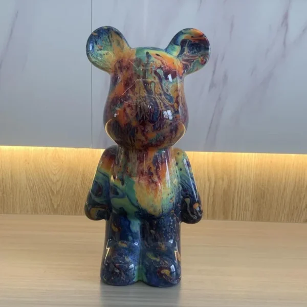 Statue Bearbrick Graffiti colorée 28cm, Figurines ABS, Sculptures en brique, ornements de bureau pour salon moderne, décoration de maison – Image 4