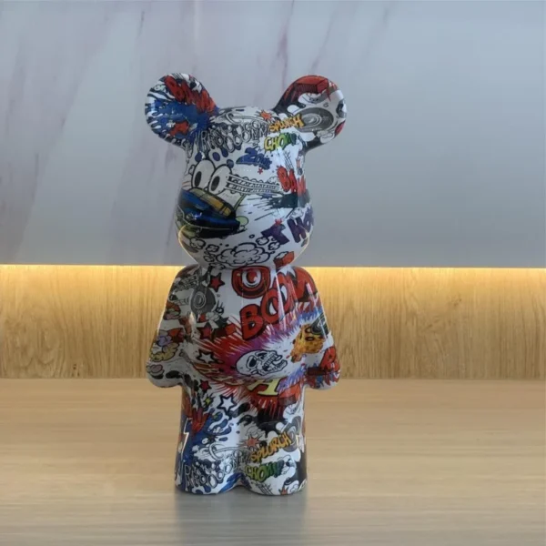 Statue Bearbrick Graffiti colorée 28cm, Figurines ABS, Sculptures en brique, ornements de bureau pour salon moderne, décoration de maison – Image 5