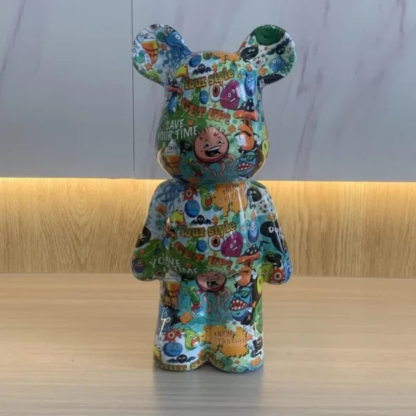 Statue Bearbrick Graffiti colorée 28cm, Figurines ABS, Sculptures en brique, ornements de bureau pour salon moderne, décoration de maison – Image 6