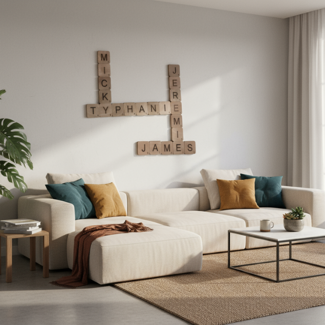 Décoration murale Scrabble personnalisée - Lettres en bois prénoms à composer - Variantes 8cm 10cm 12cm 15cm - Cadeau personnalisé famille – Image 4
