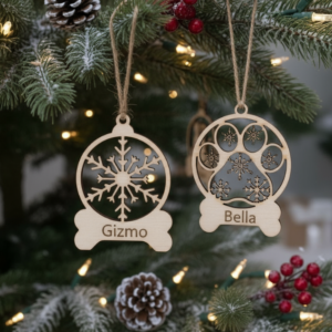 Boule de Noël personnalisée animal – gravure prénom