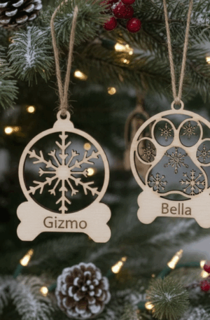 Boule de Noël personnalisée animal – gravure prénom