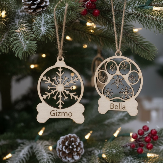 Boule de Noël personnalisée animal – gravure prénom
