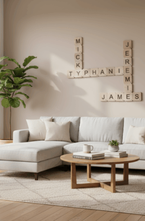 Décoration murale Scrabble personnalisée - Lettres en bois prénoms à composer - Variantes 8cm 10cm 12cm 15cm - Cadeau personnalisé famille