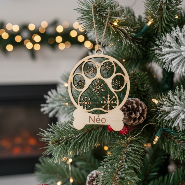 Boule de Noël personnalisée animal – gravure prénom – Image 3