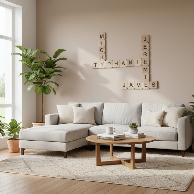 Décoration murale Scrabble personnalisée - Lettres en bois prénoms à composer - Variantes 8cm 10cm 12cm 15cm - Cadeau personnalisé famille