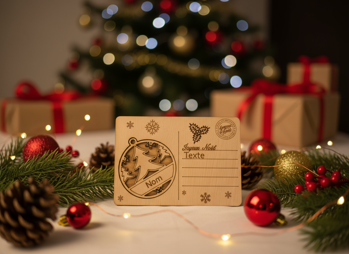 Carte personnalisée en bois – Gravure prénom, texte ou message spécial – Image 3