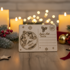 Carte personnalisée en bois – Gravure prénom, texte ou message spécial