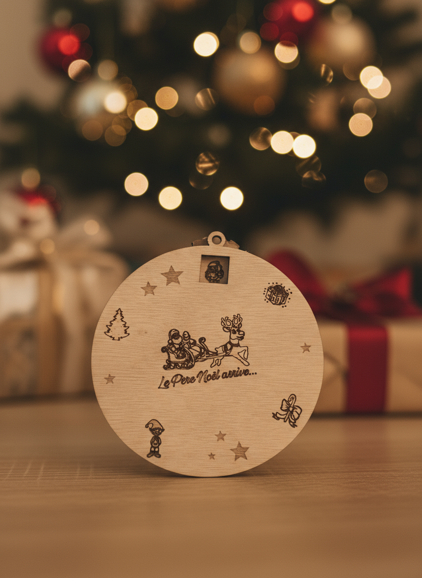 Compte à rebours de Noël en bois personnalisable – Le Père Noël arrive... – Image 2