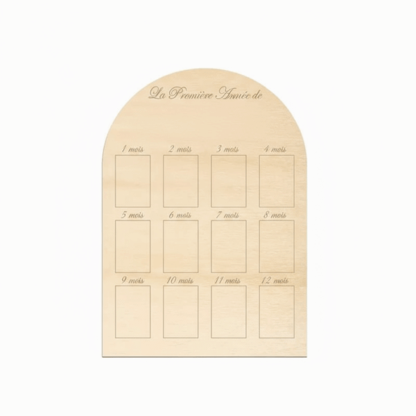 Tableau photo en bois personnalisé – Ma première année de bébé (prénom au choix) – Image 2
