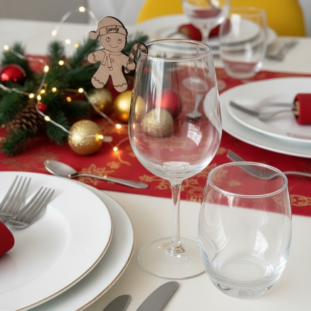 Porte-prénom Noël bois personnalisé - Marque-place invité - Décoration table fête