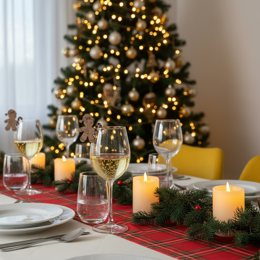Porte-prénom Noël bois personnalisé - Marque-place invité - Décoration table fête – Image 2