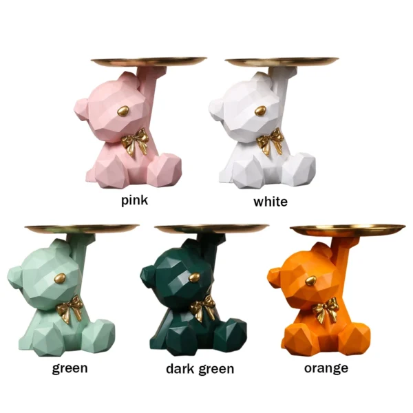 Sculpture de rangement d'ours géométrique avec palette, porte-clés en résine, Figurine d'entrée, artisanat, fournitures ménagères pour bureau, café