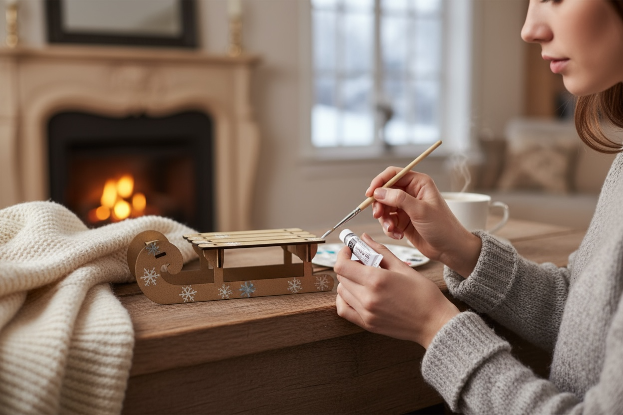 Mini luge décorative en bois – personnalisable, découpe laser, format 20x10x6 cm – Image 2
