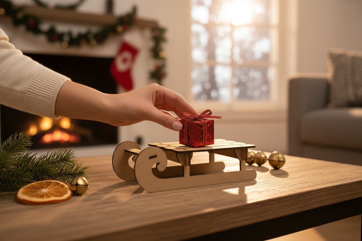 Mini luge décorative en bois – personnalisable, découpe laser, format 20x10x6 cm – Image 3