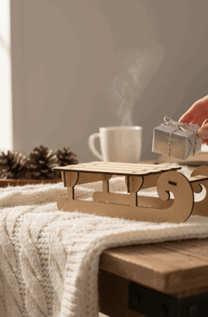 Mini luge décorative en bois – personnalisable, découpe laser, format 20x10x6 cm
