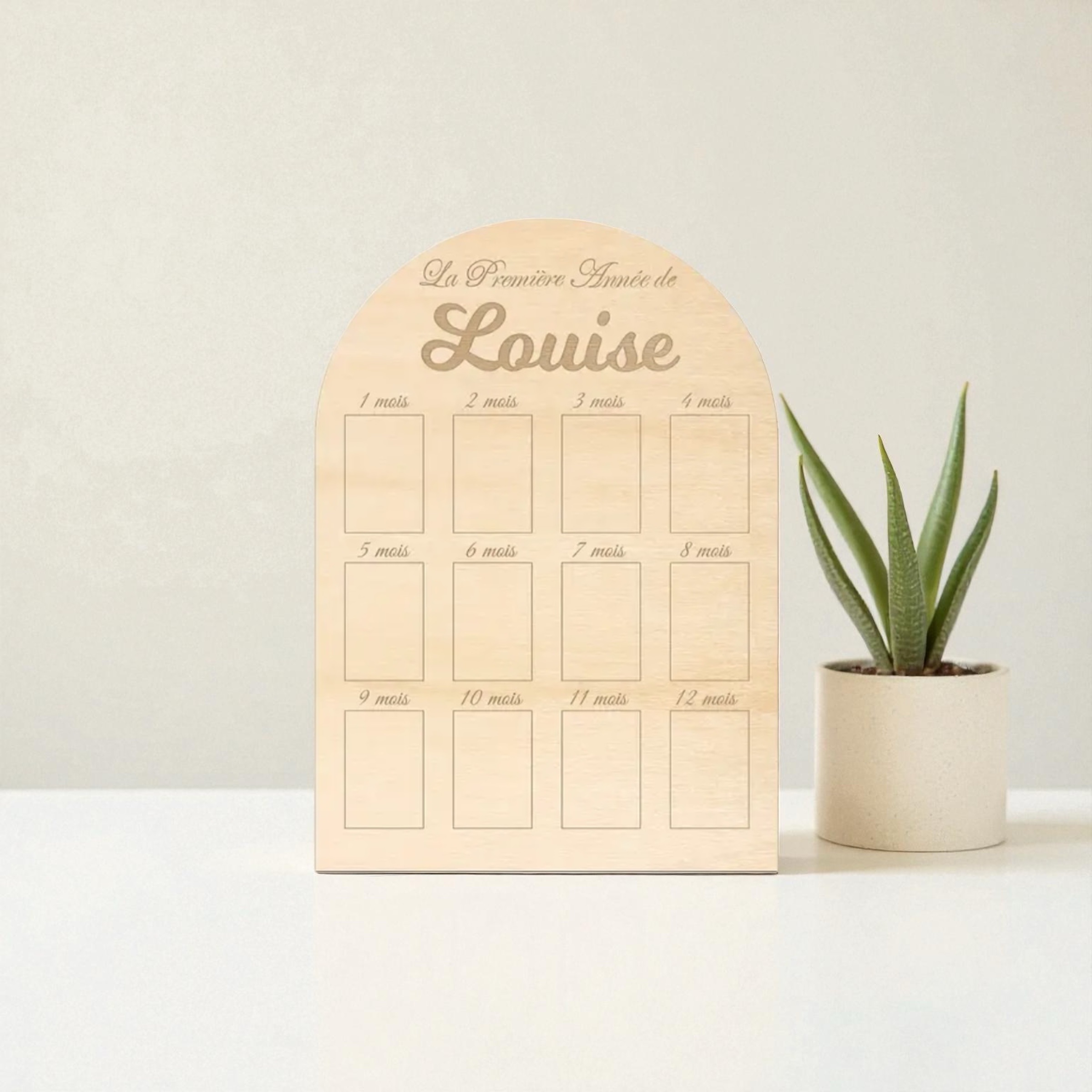 Tableau photo en bois personnalisé – Ma première année de bébé (prénom au choix) – Image 2