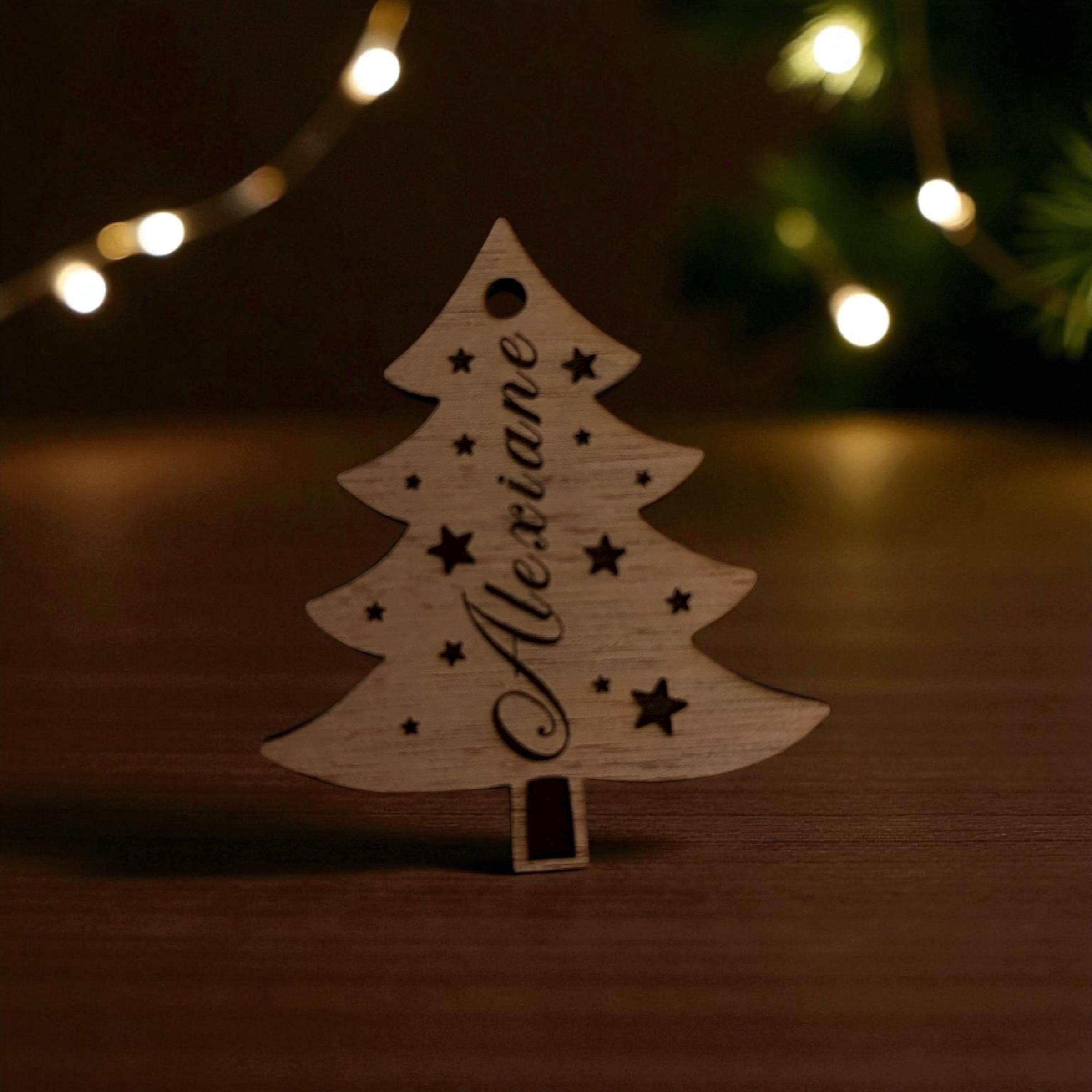 Suspension sapin bois personnalisé prénom – Décoration Noël – Image 8