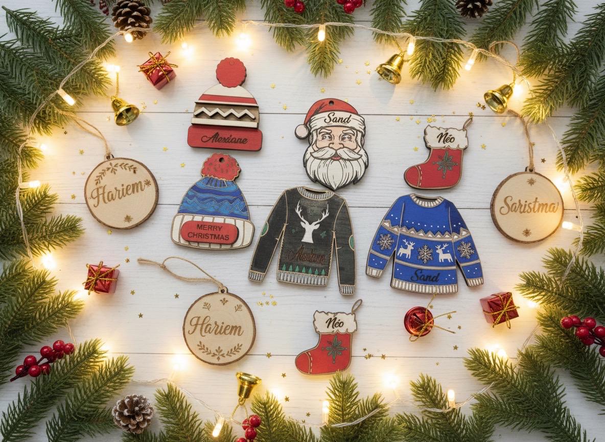 Suspension de Noël en bois – À personnaliser et à colorier – Image 2