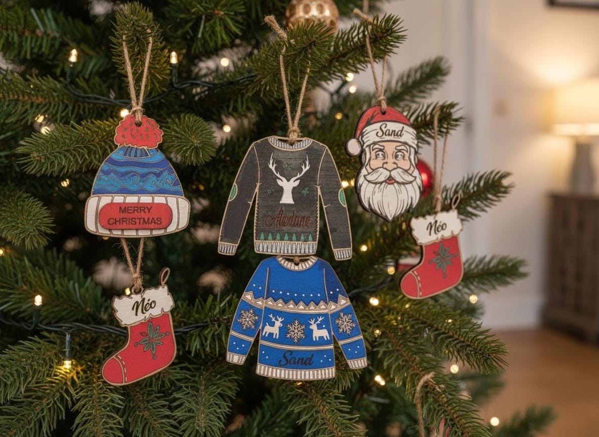 Suspension de Noël en bois – À personnaliser et à colorier – Image 3
