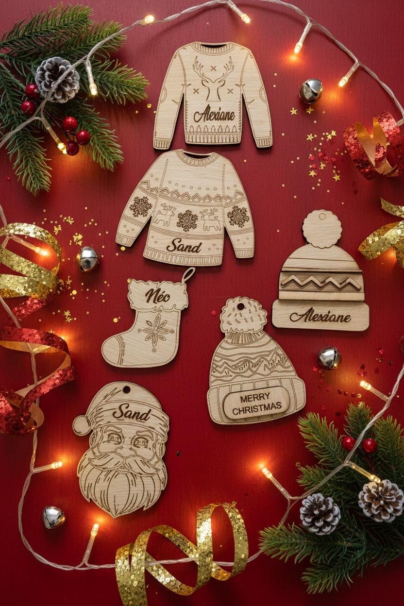 Suspension de Noël en bois – À personnaliser et à colorier – Image 4