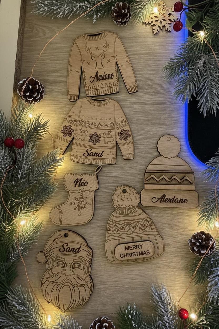 Suspension de Noël en bois – À personnaliser et à colorier – Image 5